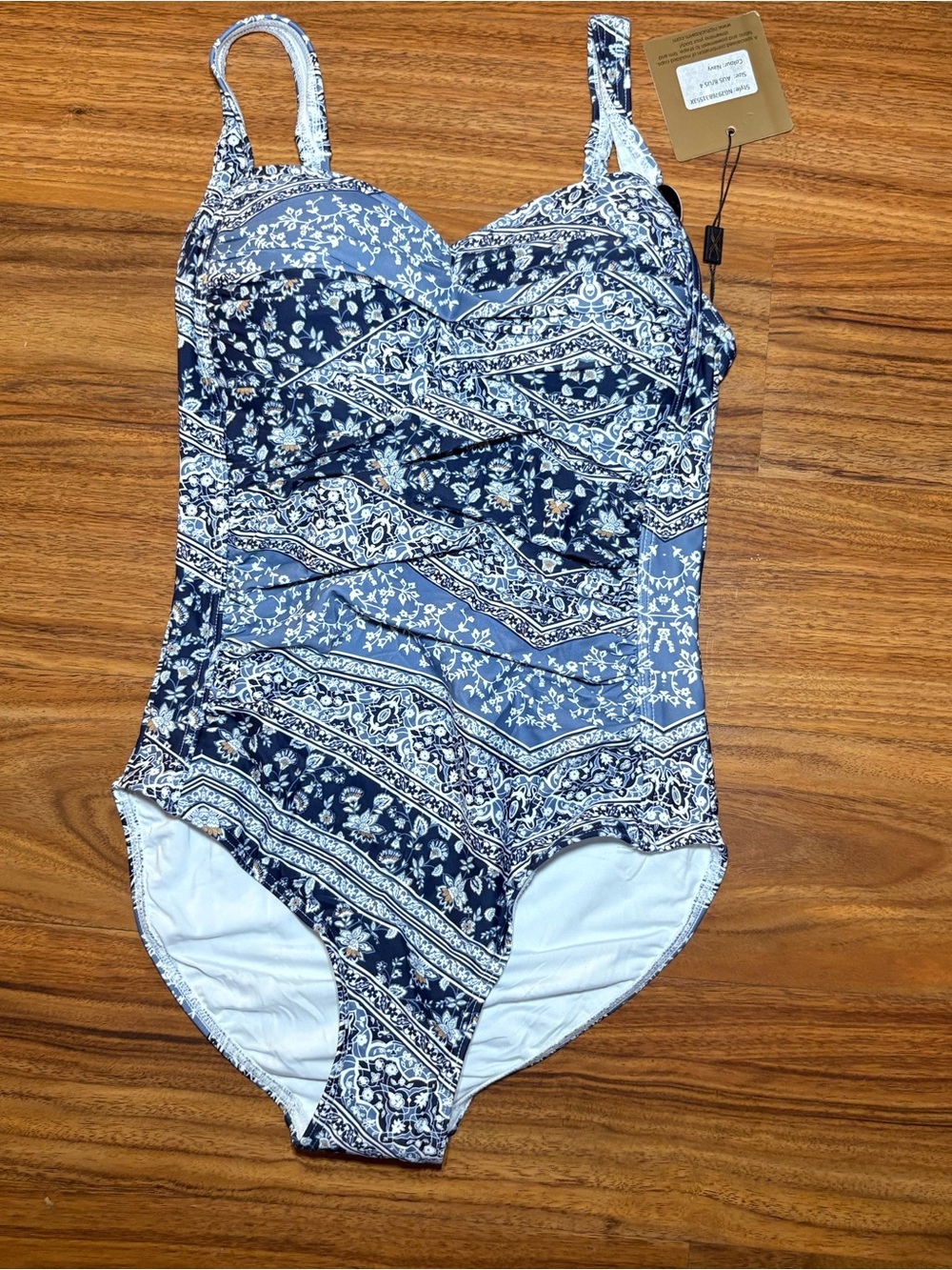 Nip Tuck Swim Navy Floral Paisley One Piece Swimsuit Multiple Sizes